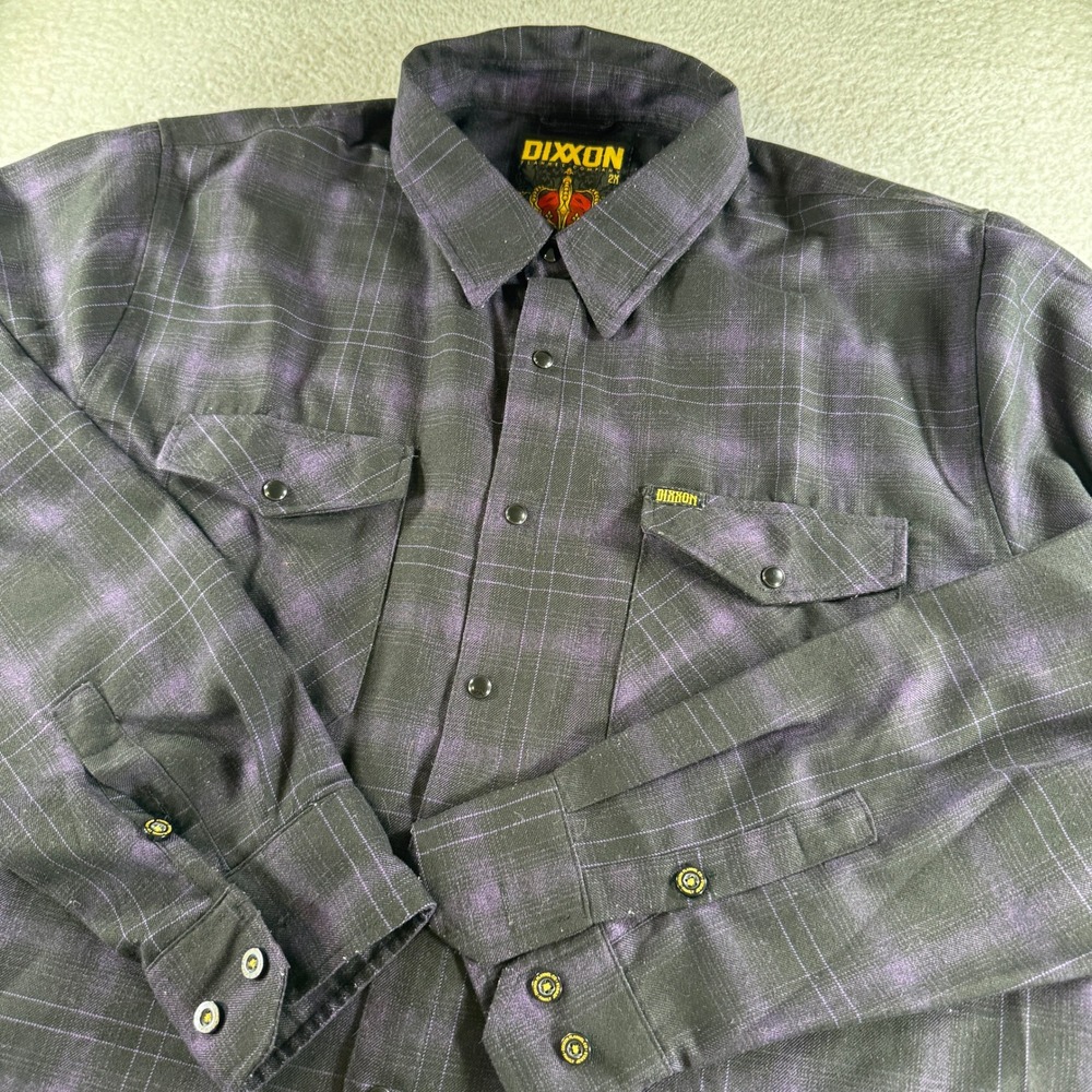 Dixxon Flannel Company Family Jewels 2XL Plaid Black Purple Snap Button-Up Shirt